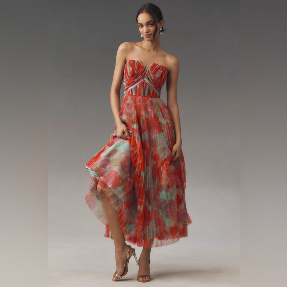 Hutch Strapless Multicolor Midi Dress